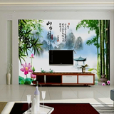 电视背景墙大型壁画3d立体墙纸卧室影视墙壁纸墙布山水情客厅中式