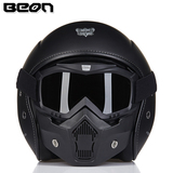 BEON复古哈雷半盔 夏季摩托车头盔军盔个性头盔安全帽男士含风镜