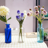 西班牙风格 简约玻璃花瓶 大口厚重玻璃插花瓶 桌面装饰花艺瓶子