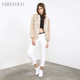 F21无领仿皮草短款大衣外套 FOREVER21女装