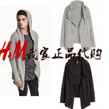 H&M HM 男装专柜正品代购 12月 连帽不规则燕尾下摆无扣针织开衫