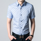 2016夏季男装男士短袖衬衫韩版修身印花半袖型男潮流衬衣青年寸衫