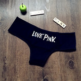 欧美女生pink 性感舒适字母款纯棉内裤 简约运动女士低腰三角裤