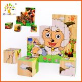 儿童木制玩具16粒六面画3D立体积木拼图益智拼板3-6-9岁宝宝早教