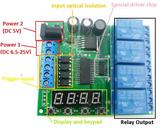 DC 5V 9V 12V 24V 4路通道数码管多功能延时LED时间定时继电器
