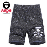 2016夏季新款 陈冠希短裤Aape bape余文乐印花中裤五分裤沙滩裤男