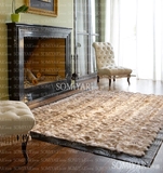 卧室高级皮草地毯奢华地毯天然狐狸皮皮毛地毯 浅色皮草家用地毯