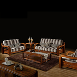 davidbenz实木沙发客厅柚木布艺1 2 3组合沙发全新中式实木家具