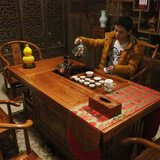 茶桌实木仿古 中式将军台茶艺桌泡茶桌 南榆木功夫茶桌椅组合特价