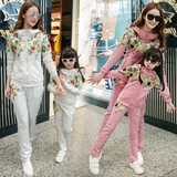 亲子装春装2016新款女潮套装春季女童韩版运动卫衣两件外套母女装