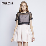 miamia2016夏高端两件套网纱罩衣波点修身女式A字裙连衣裙841368E