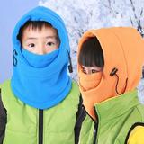 冬季男女儿童亲子户外抓绒帽子外贸男童女童加厚保暖多功能围脖