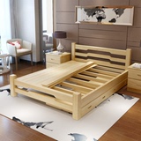 中式实木床1.8米双人床白色实木床 松木1.5米单人床带抽屉储物床