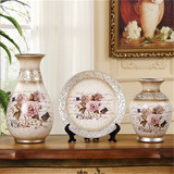 欧式花瓶创意花插餐桌三件套摆件礼品陶瓷 玄关 装饰办公室客厅