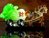 高档汽车香水座式香水车用车载水晶马车创意摆件马拉白菜车内饰品