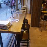 长桌 西餐厅组合 星巴克吧台桌椅餐桌 咖啡厅奶茶店北欧铁艺原木