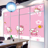 定制卡通KITTY猫贴画衣柜门贴纸客厅玻璃移门贴膜不透明卡通墙贴