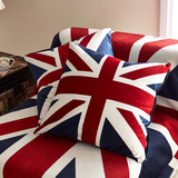欧式沙发靠垫办公室天鹅绒靠垫 米字旗抱枕美国国旗靠垫含芯