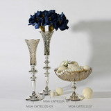 欧式经典玻璃茶色印花花瓶花器果盘样板房软装饰品桌面摆件摆设品