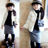 2015新款韩版童外套女童冬装中小童儿童纯色皮草外套童装