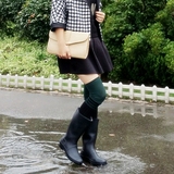 女款时尚高筒雨鞋雨靴欧美风格防水秋冬水鞋英伦学院风格水晶雨鞋