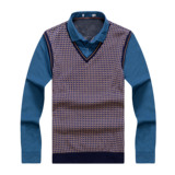 2015冬季海蓝之家尾货剪标商务男装冬装加绒加厚假两件长袖衬衫