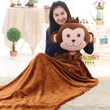 创意新款4岁PP棉毛绒12岁卡通猴子抱枕 暖手捂 三合一靠垫空调毯
