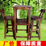 特价 火烧木酒吧桌椅组合 高脚桌椅茶楼奶茶店咖啡店休闲桌椅套件