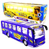 型音乐玩具公共汽车模万向公交车带灯光 大巴士豪华客车儿童电动