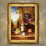酒窖葡萄装饰画餐厅红酒杯挂画欧式古典水果油画手绘酒吧静物画6