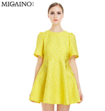 曼娅奴Migaino 专柜正品 2015夏款 MF2DA647 本白/黄色 连衣裙
