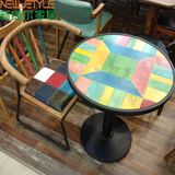 彩色椅子实木温莎椅美式休闲铁艺餐椅复古创意咖啡厅餐饮店桌椅