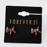 Forever 21 复古做旧 小狗动物造型耳钉耳环饰品 欧美外贸原单