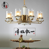 现代古铜铁艺新中式陶瓷客厅吊灯回纹优雅中国风田园餐厅茶楼灯具