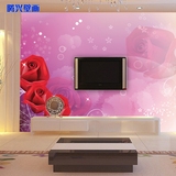 3D立体客厅电视背景墙纸壁纸 现代时尚简约大型壁画 梦幻红玫瑰