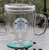 星巴克二级品玻璃杯咖啡直身杯加厚双层透明隔热耐热水杯奶茶杯