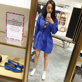2016新款韩版春夏中长款修身连衣裙大码女装长袖衬衫打底雪纺套装