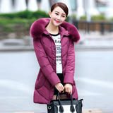 2016韩版修身年轻妈妈冬装外套加厚中长款羽绒棉服女式中年棉衣潮