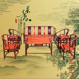 正品 红木家具老挝大红酸枝素面圈椅沙发八件套 交趾黄檀实木沙发