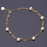 日本时尚akoya珍珠手链 18K金双排珠手链  姿润珠宝高端定制款