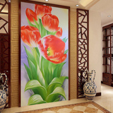 5D满钻钻石画竖版玄关客厅魔方钻十字绣大幅风景欧式花卉走廊过道
