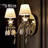 高品质新古典简欧时尚水晶装饰吊坠双头壁灯客厅卧室样板间床头灯