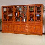 中式书柜组合雕花书柜书架实木带门客厅卧室仿古典三组合书柜书橱