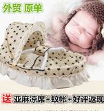 出口婴儿手提篮便携新生儿宝车载多功能睡篮摇篮玉米皮编织婴儿床
