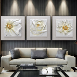 客厅3D立体浮雕画沙发背景墙装饰画欧式现代简约壁画三联挂画玫瑰