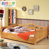 白桦之梦 全实木拖床儿童子母床 橡木高低床双层床1.2米组合床