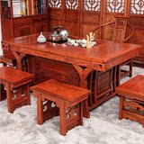 仿古家具 功夫实木茶桌椅组合 中式榆木茶台泡茶几茶盘茶海 餐桌