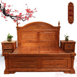 红木家具床头柜中式 非洲花梨木卧室1.8双人床雕花明清全实木特价