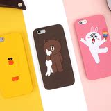 韩国LINE FRIENDS 苹果6布朗熊硅胶手机壳iPhone6s plus可妮兔壳