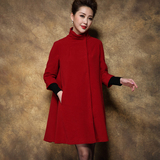 2015秋冬季新款韩版女装七分袖气质呢大衣宽松显瘦中长款毛呢外套
